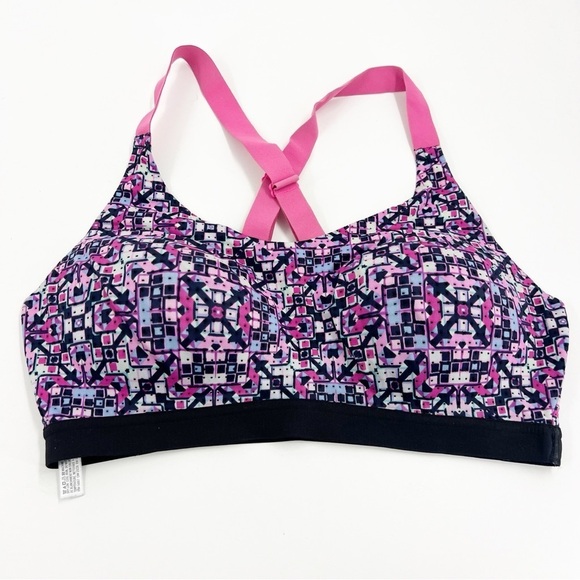 ✅ Victoria's Secret VSX Sports Bra 36C MULTI-COLORED CRISS-CROSS BACK - Picture 1 of 5